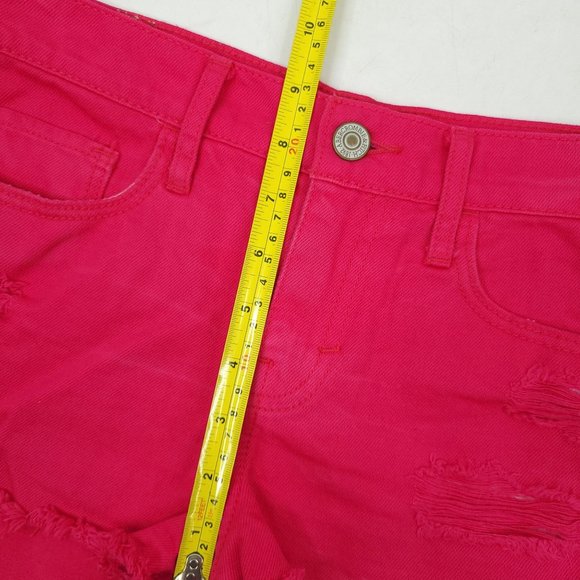 Abercrombie and Fitch Womens Denim Shorts Cutoffs Size 2 W 26 Pink Distressed - Picture 7 of 9